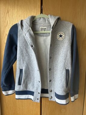 Converse Kids Grey & Navy Hooded Jacket Sweatshirt
